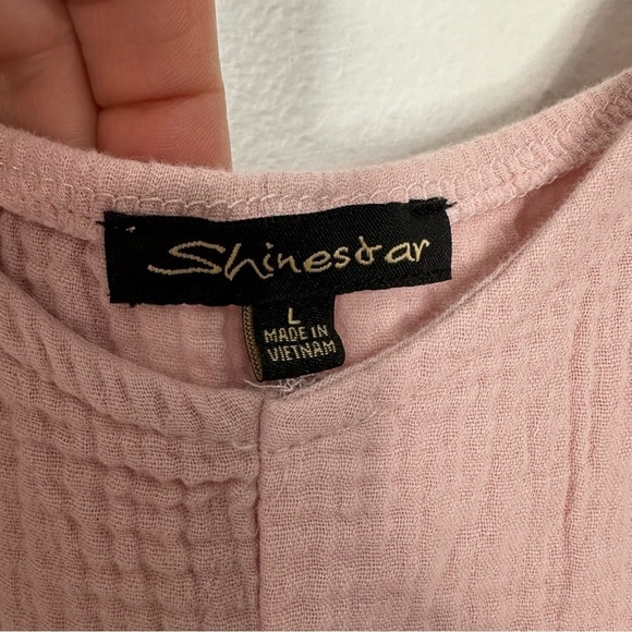 Shinestar pink jumpsuit gauze tie waist Size L - Picture 4 of 11